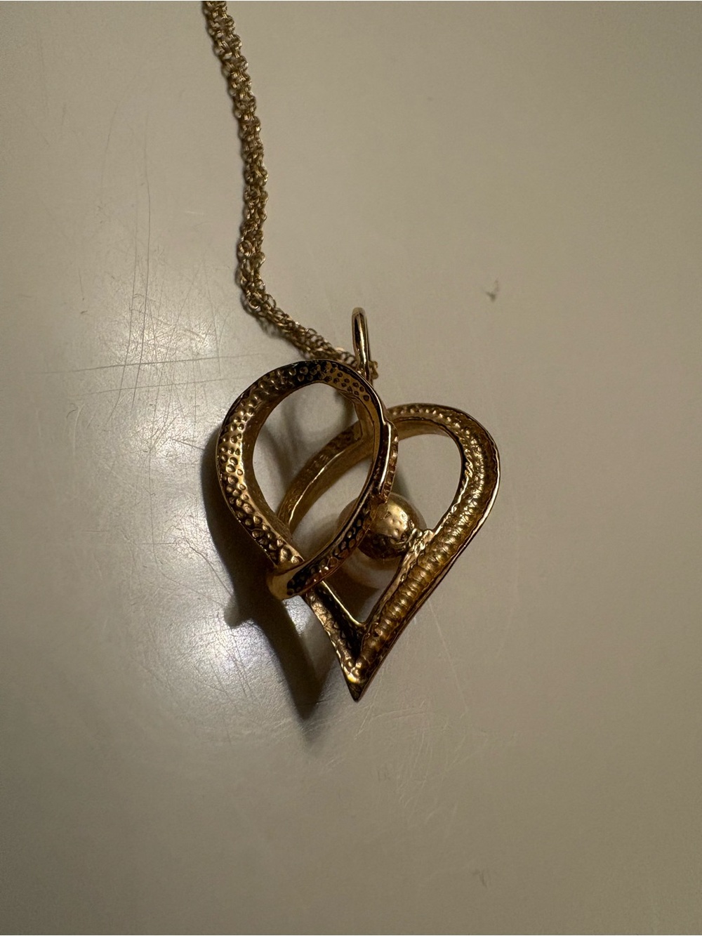 14K Gold Pearl Heart Pendant Necklace - Women Jewelry - Picture 4 of 7